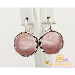 Серебряные серьги Фонтан с розовым кварцем 2375рк